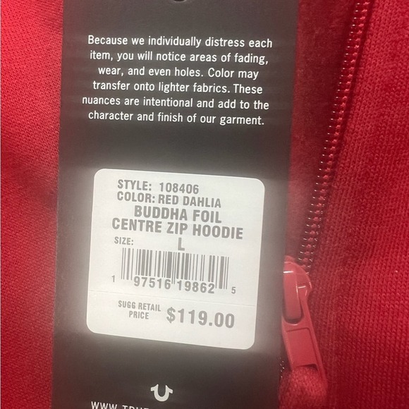 TRUE RELIGION, LARGE, ZIP UP HOODIE. NWT - Picture 3 of 11